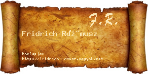 Fridrich Rémusz névjegykártya